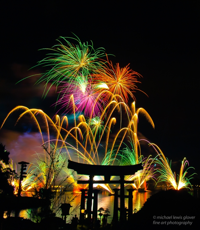 Fireworks Over Torii Gate
