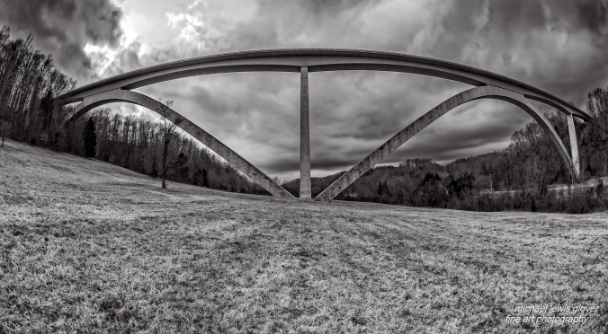 A low angle view of the double arch bridge in Franklin, Tennessee.